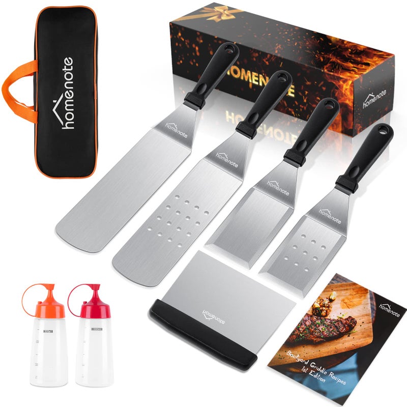 HOMENOTE Griddle Accessories Kit, Exclusive Griddle Tools Spatulas Set for Blackstone - 8 Pcs Commercial Grade Flat Top Grill Accessories - Great for Outdoor BBQ, Teppanyaki and Camping, Black - Image 1